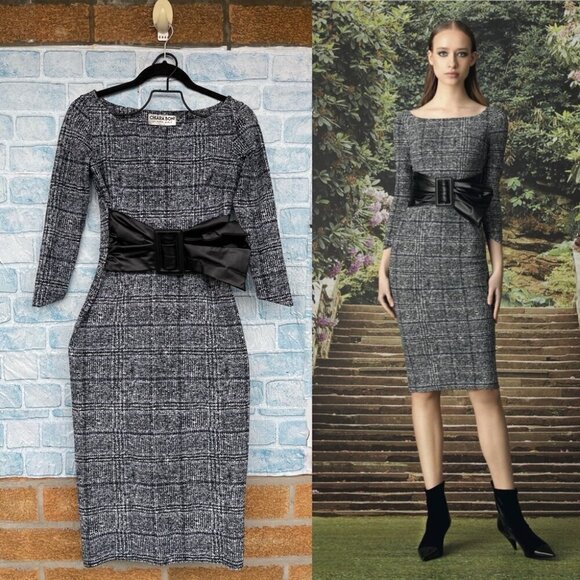 CHIARA BONI LA PETITE ROBE Thayna Plaid Belted Dress size 42/Small - Picture 1 of 15
